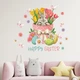 Набор пасхальных наклеек Happy Easter Кролик с букетом (зайцы тюльпаны яйца) Набор М 100х140см глянец - изображение 1
