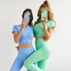 Спортивный женский костюм для фитнеса бега йоги Спортивные лосины леггинсы топ для фитнеса, размер M Зеленый (2840-G-M) - изображение 6
