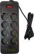 Сетевой фильтр XoKo SP-8-4-2 (F34U), 2м, 8 розеток, 4 USB-A, 2 USB-C порта Черный (XK-SP-8-4-2-BK) - изображение 1