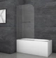 Шторки стеклянные на ванну распашные Koer SR BS02-80x140-TR-07 прозрачное стекло 6мм, графит (KR5941) - изображение 2