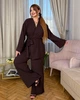 Жіночий літній брючний костюм батал шоколадного кольору двійка блуза штани вільний крій великі розміри р.56/58 017642 - зображення 2