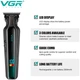 Тример VGR V-930, акумуляторний тример для стрижки волосся і бороди, T-лезо з нержавіючої сталі, 4 насадки, 2000 мАг, 300 хв роботи, LED-дисплей, роторний двигун 6500 об/хв, USB Type-C зарядка, професійний тример для окантовки та контурів зелена - изображение 5