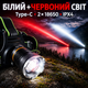 Налобний ліхтар BL T6red із червоним та білим світлом зарядка USB АКБ 18650 - зображення 2