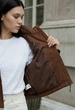 Женская куртка стаф коричневая замшевая элегантная Staff sli brown L (387449) - изображение 2