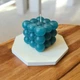 Свічка куб парафінова свічка bubble куб ручної роботи декоративна свічка з парафіну смарагдовий без аромата - зображення 4