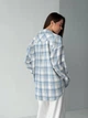 Хлопковая женская оверсайз рубашка в клетку, голубая, one size (XS–XL) - изображение 2
