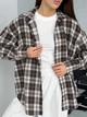 Бавовняна жіноча оверсайз сорочка в клітинку, шоколад, one size (XS–XL) - зображення 2