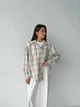 Хлопковая женская оверсайз рубашка в клетку, беж, one size (XS–XL) - изображение 4