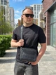 Мужская барсетка с ручкой 23х19х7см, сумка кожаная с ремнем через плечо BEXHILL, черная (BX-14440B) - изображение 5