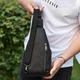 Слинг-нагрудник мужской кожаный через плечо TIDING BAG 32545 19х31х7 черный (JDT-0850031) - изображение 4