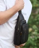 Слинг-нагрудник мужской кожаный через плечо TIDING BAG 32545 19х31х7 черный (JDT-0850031) - изображение 7