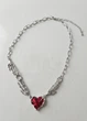 Кольє жіноче з червоним серцем Fashion Jewelry Сріблясте 19181 - зображення 3
