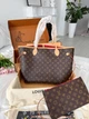 Сумка женская шопер + монетница Louis Vuitton Neverfull коричневая (025) - изображение 1