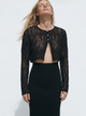 Укорочений напівпрозорий кардиган Zara 4331/103 XS Чорний (04331103800XS) - изображение 1