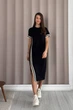 Жіноча літня трикотажна сукня з розрізом Nenka XL Чорний (nenka3414-XL) - изображение 1