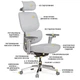 Офисное кресло Mealux D2 Air Fabric Grey (HF-D2 F/G) Mealux HF-D2 F/G 1042494 - изображение 9