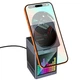 Зарядне бездротове пристрій Hoco DWQ04 Мультизарядка 3 в 1 + Bluetooth-колонка + будильник Qi, BT5.3, 15W для пристроїв Сірий - зображення 3