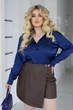 Кожаная мини юбка-шорты на запах Fashion 50/52 шоколадный - изображение 6