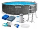 Бассейн каркасный Intex 26742 с фильтр-насосом, стремянкой, тентом и подкладкой (457x122 см) Серый - изображение 1