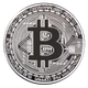 Сувенирная серебристая монета Биткоин (Bitcoin, BTC) на подарок в капсуле - изображение 1