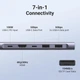 Хаб USB-C 7-в-1 UGREEN CM195 з HDMI 4K та Power Delivery 100Вт сірий - зображення 4
