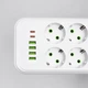 Мережевий фільтр подовжувач 5 метрів на 8 розеток 4 USB 2 Type-C та кнопкою відключення переноска із заземленням та захистом від перевантаження для дому офісу побутової техніки зарядки телефону гаджетів Білий - зображення 4