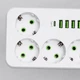 Сетевой фильтр удлинитель 5 метров на 5 розеток 4 USB 1 Type-C и кнопкой отключения переноска с заземлением и защитой от перегрузки для дома офиса бытовой техники зарядки телефона гаджетов Белый - изображение 4