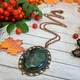 Большой кулон в стиле винтаж натуральный камень моховый агат - изображение 2