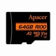 Карта памяти microSD 64Gb Apacer class 10 UHS-I U3 V30 A2 + SD адаптер (AP64GMCSX10U8-R) - изображение 2