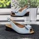 Босоножки женские Trendy голубые на низком каблуке 38р (25,2 см) 8405 - изображение 2
