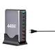 Зарядний пристрій XoKo 2xUSB-С PD100W + 3xUSB-С PD65W + 3xUSB QC18W 440W GaN (QC-400) - зображення 4