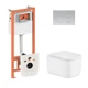 Готовое решение Qtap для ванной комнаты: подвесной унитаз Gemini Ultra Quiet 485×340×350 + комплект инсталляции Nest 4 в 1 (круглая клавиша Satin) - изображение 1