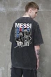 Чоловіча Виварена Оверсайз Футболка Without Washed З Принтом Messi L/XL Gray - зображення 1