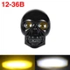 Фара, противотуманка на мотоцикл, электро велосипед, самокат "Череп" белый и желтый + RGB, стробоскоп 12-36В - изображение 1
