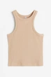 Майка в рубчик H&M 1135364007c61 XS бежева (100011498) - зображення 1