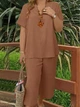 Комплект (блуза + штани) Shein sz2404290514309341 0XL коричневий (100008306) - зображення 3