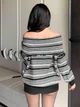 Светр з відкритими плечима Shein sz25071461961338405 M комбінований (100007551) - зображення 3