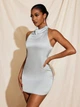 Атласна міні сукня Shein sz25033109252845997 S срібляста (100007716) - зображення 1