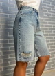Шорти жіночі джинсові Women Denim 2038-977 бермуди рвані довжина до колін 38 блакитні - зображення 3