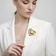 Брошь из стали BROCHE бижутерия Модерн Сердце Влечение золотистая BRBF115418 - изображение 4