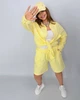Костюм-двойка женский из льна и хлопка с рубашкой и шортами свободного кроя летний G&M k-129288 54-56 Размер цвет желтый - изображение 4