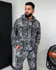 Спортивный костюм-двойка мужской из двунитки меланж: худи с капюшоном и брюки на резинке со шнурком повседневный весенне-летний G&M k-129206 54-56 Размер цвет черно-белый - изображение 2
