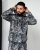 Спортивный костюм-двойка мужской из двунитки меланж: худи с капюшоном и брюки на резинке со шнурком повседневный весенне-летний G&M k-129206 54-56 Размер цвет черно-белый - изображение 3