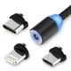 Кабель магнітний для заряджання телефону 3 в 1 MicroUSB Type-C Lightning чорний 1М PAVLYSH IP-32 - зображення 6