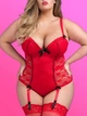 Еротичний боді Lovehoney з доступом і пажами для панчіх 2XL Червоний - зображення 4