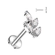 Серьга лабрет из титана для пирсинга уха, губ Spikes TIL976-1606-C с фианитами в форме веточки (1.2мм; 6мм. серебристый) - изображение 1