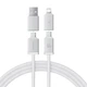 Кабель Baseus Versatile 4 in 1 Type-C+USB to Type-C+Lightning 60W 1m (White) P10383000211-00 - зображення 1