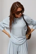 Однотонный свободный костюм со свободным лонгом и штанами Lurex Голубой One Size (31213) - изображение 4