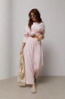 Однотонный свободный костюм со свободным лонгом и штанами Lurex Пудровый One Size (31213) - изображение 1