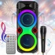 Портативная Bluetooth колонка 2х8" с проводным микрофоном и RGB подсветкой ZQS8275 40W - изображение 2